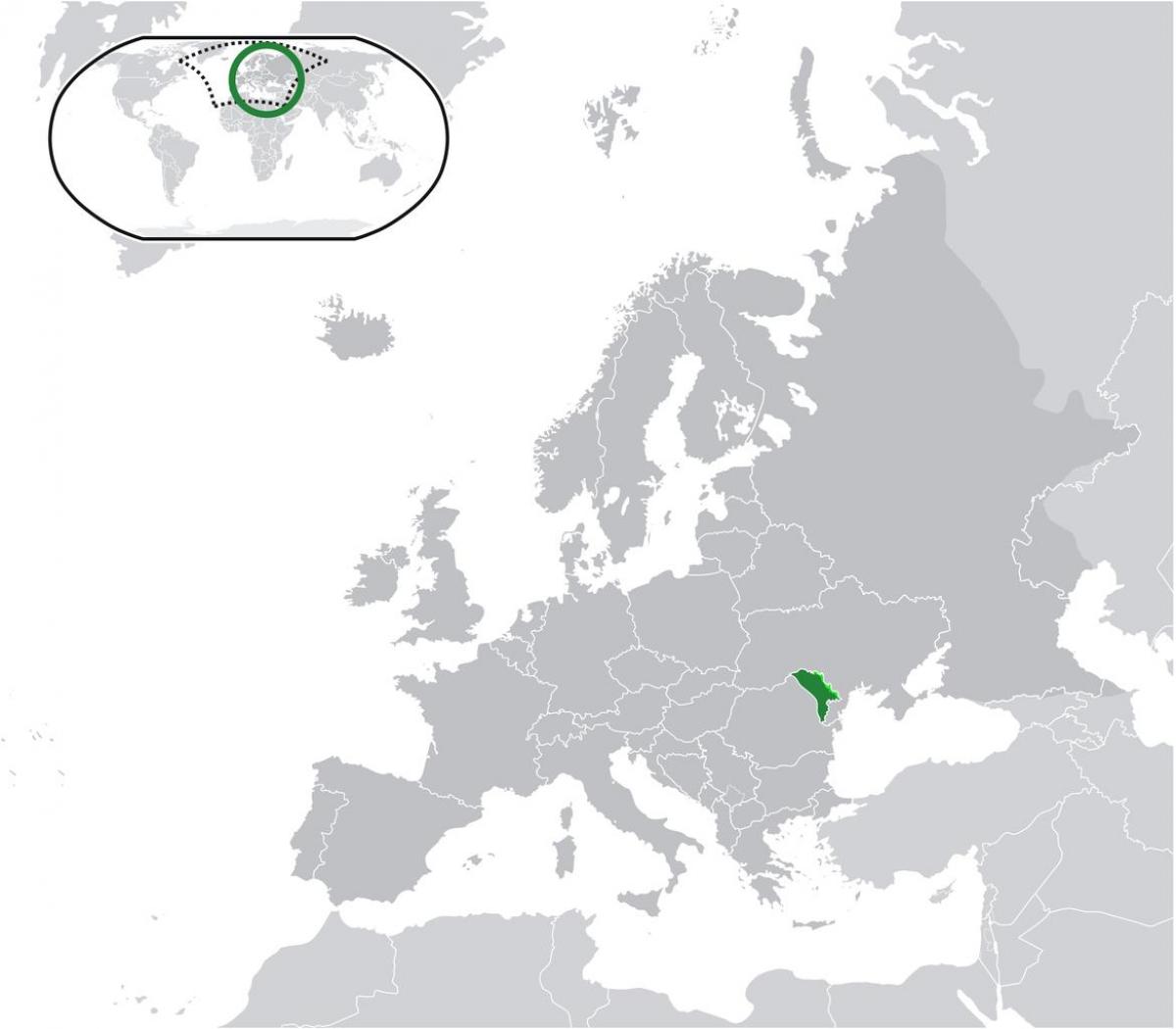 몰도바에 위치하는 세계 지도